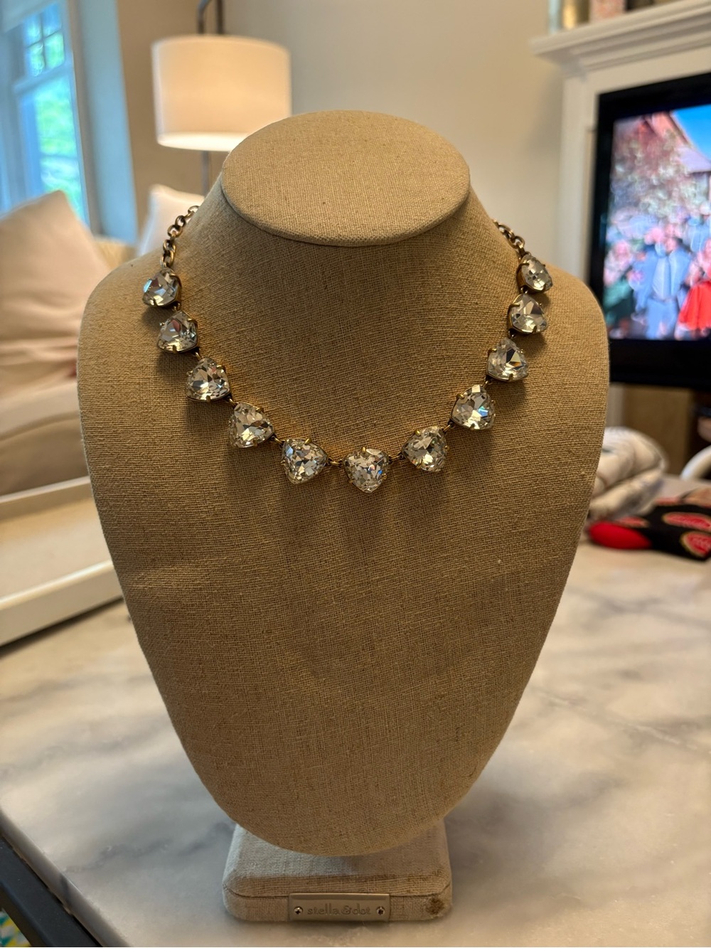 Stella & Dot Clear Crystal Gold-Tone Collar Necklace